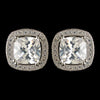 Rhodium Clear Cushion Cut CZ Crystal Stud Bridal Wedding Earrings 2729