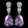 Silver Light Amethyst Cubic Zirconia Bridal Wedding Earrings E 2845
