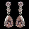 Pink Cubic Zirconia Bridal Wedding Earrings 2845