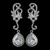 Antique Rhodium Silver Clear CZ Crystal Teardrop Pendent Bridal Wedding Necklace 7725 & Swirl Flower Teardrop Pave Dangle Bridal Wedding Earrings 2899 Bridal Wedding Jewelry Set