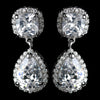 Antique Rhodium Silver Clear CZ Crystal Pendent Bridal Wedding Necklace 8114 & Cushnet Teardrop Pave Encrusted Drop Earrings 2900 Jewelry Set