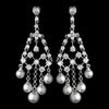 Fabulous Silver Clear CZ Chandelier Bridal Wedding Earrings w/ Pearls 2948