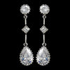 Glamorous Silver Clear CZ Dangle Bridal Wedding Earrings 3031