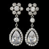 Vintage Silver Clear Cubic Zirconia Bridal Wedding Earrings 3091