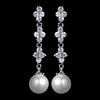 Antique Silver Ivory Pearl & Clear CZ Crystal Double Drop Bridal Wedding Necklace 9017 & Bridal Wedding Earrings 3093 Bridal Wedding Jewelry Set