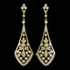 Gold Clear CZ Crystal Vintage Bridal Wedding Earrings 3530