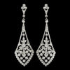 Antique Silver Clear CZ Vintage Bridal Wedding Earrings 3530