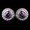 Vintage Silver CZ Amethyst Stud Bridal Wedding Earrings 3587