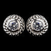 Vintage Silver CZ Clear Stud Bridal Wedding Earrings 3587