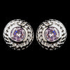 Vintage Silver CZ Pink Stud Bridal Wedding Earrings 3587