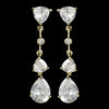 Stunning Gold Clear CZ Bridal Wedding Earrings 3609