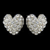 Lovely Silver Clear Pave Stud Heart Bridal Wedding Earrings 3675