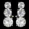 Dazzling Triple Silver Clear CZ Bridal Wedding Earrings 3679