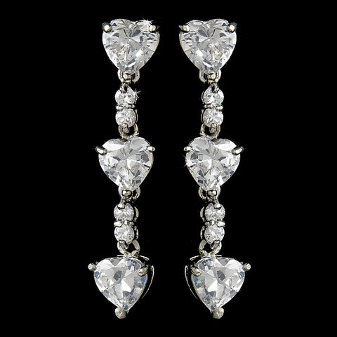 From The Heart Silver Cubic Zirconia Bridal Wedding Earrings E 3698