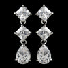 Antique Silver Cubic Zirconia Bridal Wedding Earrings E 3811