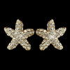 Gold Clear Rhinestone Beach Starfish Stud Bridal Wedding Earrings 3815