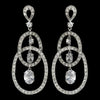 Stunning Antique Silver Clear CZ Double Loop Bridal Wedding Earrings E 3846