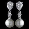 Teardrop Cubic Zirconia and Pearl Drop Bridal Wedding Earrings E 3889