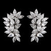 Antique Silver Clear CZ Bridal Wedding Hair Clip On Earring 3983