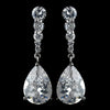 Silver Clear CZ Crystal Teardrop Bridal Wedding Earrings 40082