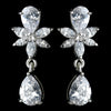 Silver Clear CZ Teardrop Crystal Dangle Bridal Wedding Earrings 40466