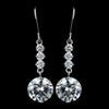 Silver Clear Round CZ Crystal Drop Bridal Wedding Earrings 40671