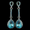 Antique Silver Aqua Rhinestone Teardrop Dangle Bridal Wedding Earrings 40694