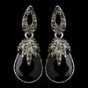 Antique Silver Black Rhinestone Teardrop Dangle Bridal Wedding Earrings 40697