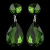 Antique Silver with Large Emerald Rhinestone Teardrop Bridal Wedding Earrings 40698