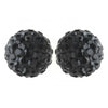 Silver Jet Black Pave Ball Encrusted Bridal Wedding Earrings 40721