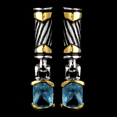 Rhodium Aqua Bridal Wedding Earrings E 4082