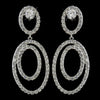 Antique Silver Clear CZ Crystal Hoop Dangle Bridal Wedding Earrings 4701