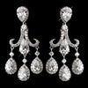 Silver CZ Post Bridal Wedding Earrings 4710