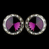 Silver Clear and Amethyst Center Stone Bridal Wedding Hair Clip On Rhinestone Earring E 4722