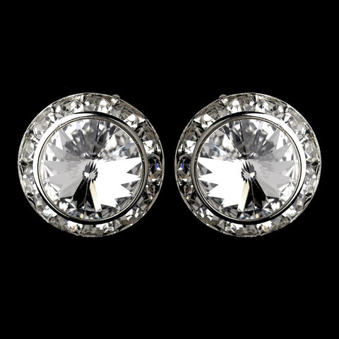 Silver Clear Rhinestone Bridal Wedding Hair Clip On Bridal Wedding Earrings E 4722