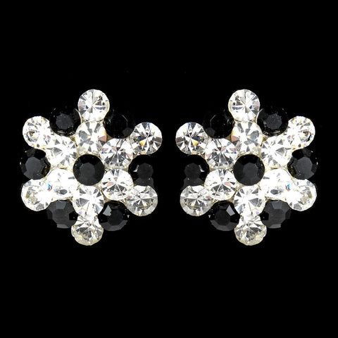 Black Crystal Cluster Bridal Wedding Hair Clip On Bridal Wedding Earrings E 500