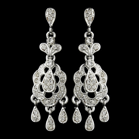 Silver Clear CZ Crystal Chandelier Bridal Wedding Earrings 50001