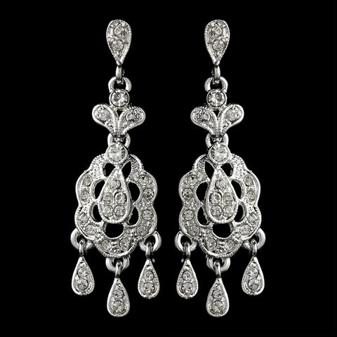 * Striking Silver Clear Rhinestone Chandelier Bridal Wedding Earrings 5001