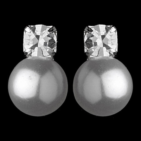 Pearl Rhinestone Wedding Bridal Wedding Earrings E 505 Silver White