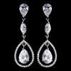 Antique Silver Clear CZ Crystal Bridal Wedding Earrings 5243