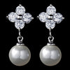 Cubic Zirconia Bridal Wedding Earring with Lustrous Pearl Drop E 5248