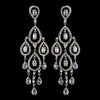 Antique Silver Clear CZ Cystal Chandelier Earring Set 5344