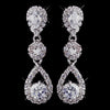 Silver Clear CZ Crystal Tear Drop Bridal Wedding Necklace 5042 & Bridal Wedding Earrings 5405 Bridal Wedding Jewelry Set