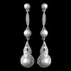 Antique Silver White Pearl & CZ Bridal Wedding Earring 5484