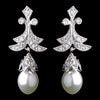 Antique Silver Clear Pearl & CZ Earring 5488