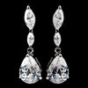 Antique Silver Clear Tear Drop CZ Crystal Bridal Wedding Necklace 5090 & Bridal Wedding Earrings 5500 Bridal Wedding Jewelry Set