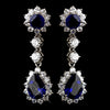 Silver CZ Crystal and Sapphire Stone Bridal Wedding Necklace 5063 & Earrings 5560 Bridal Wedding Jewelry Set