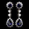 Princess Kate Middleton Inspired Silver Clear & Sapphire CZ Drop Bridal Wedding Earrings 5560