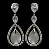 Antique Silver CZ & Mother of Pearl Bridal Wedding Earrings 5876