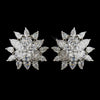 Antique Silver Clear CZ Sunflower Bridal Wedding Earrings 5901